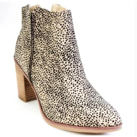 MIA Tracee Leopard Boots 5 5W Wide NWT Ankle Booties Tan Black Heel Vegan - Picture 1 of 5